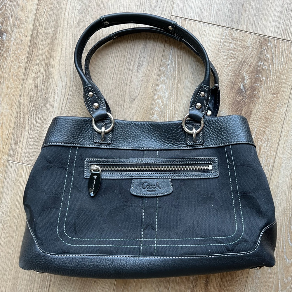 EUC Coach black monogram satchel